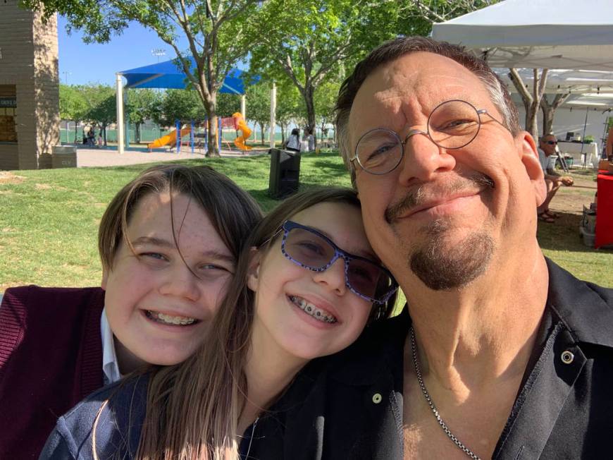 Penn Jillette with his son, Zolten, left, and daughter, Moxie CrimeFighter.