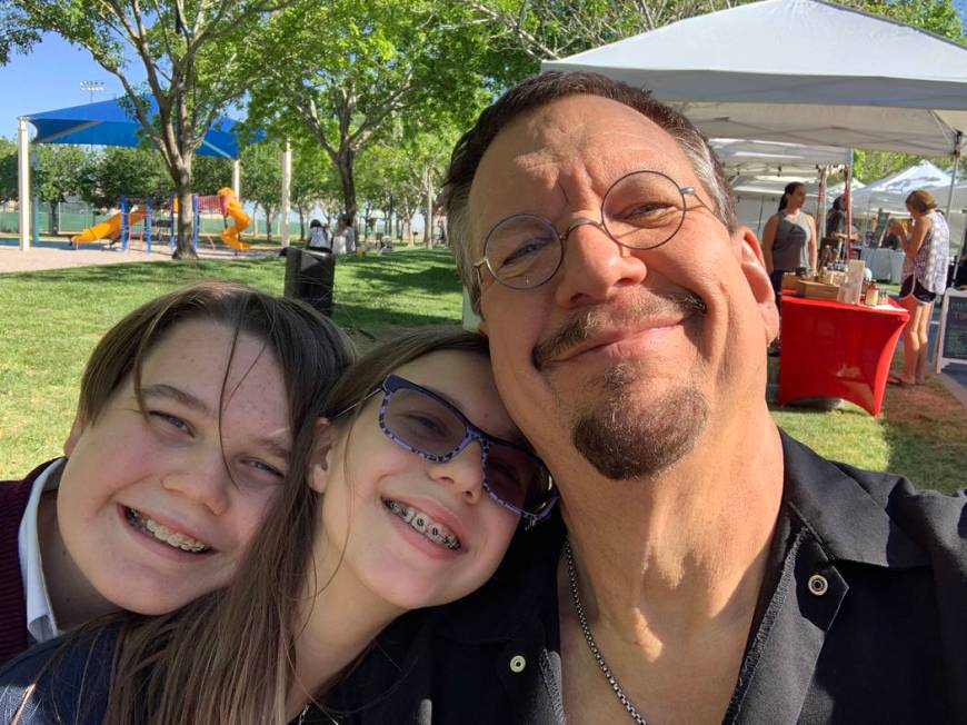 Penn Jillette with his son, Zolten, left, and daughter, Moxie CrimeFighter.