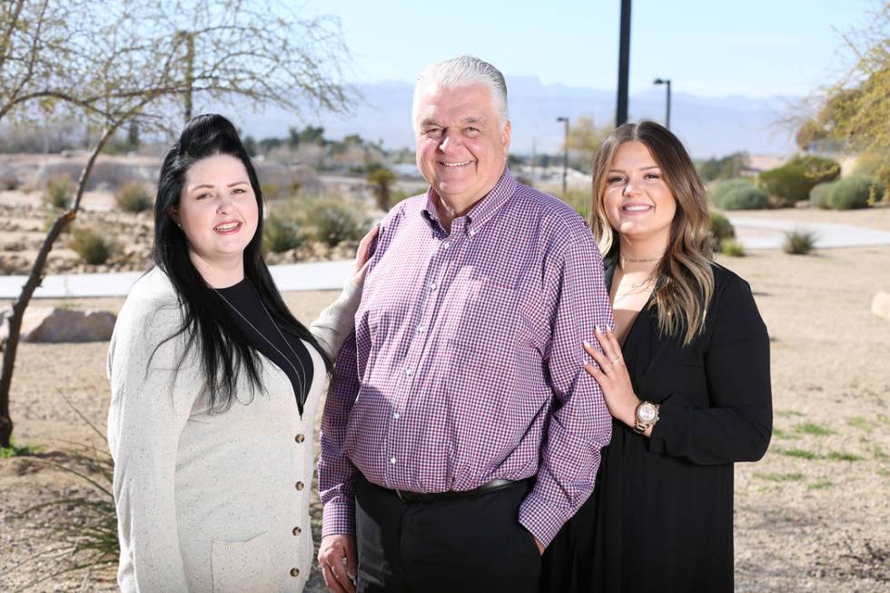 Nevada Gov. Steve Sisolak with daughters Ashley, left, and Carley, right. (Photo courtesy Steve ...