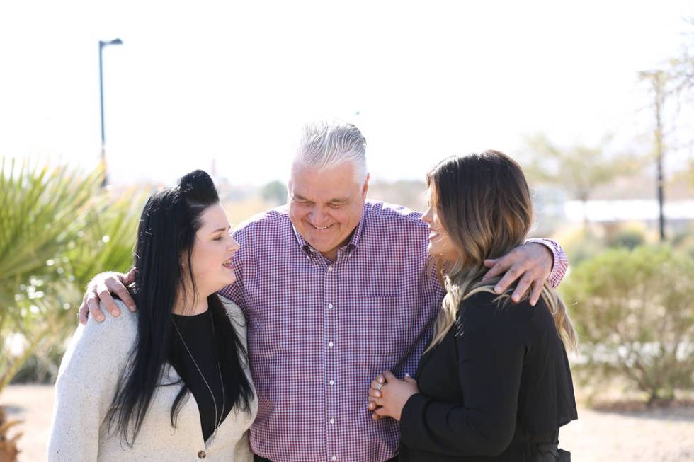 Nevada Gov. Steve Sisolak with daughters Ashley, left, and Carley, right. (Photo courtesy Steve ...