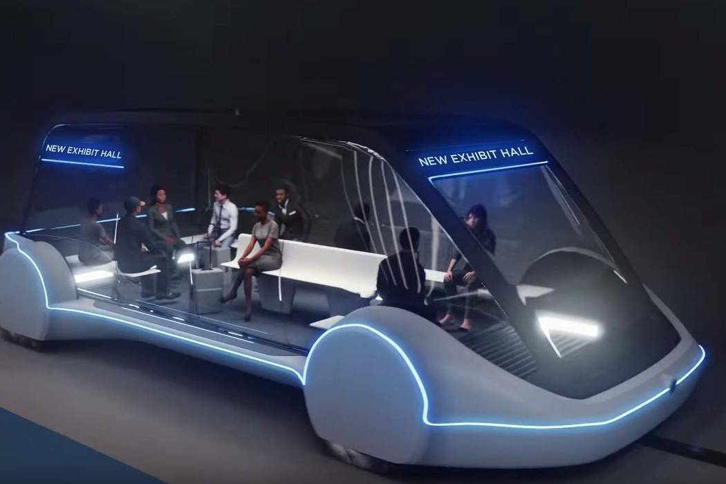 High-occupancy autonomous electric vehicles would run between exhibit halls at the Las Vegas Co ...
