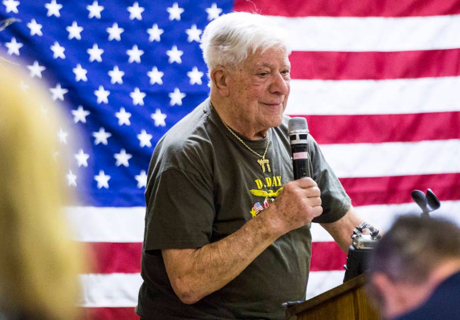 Auschwitz survivor Stephen Nasser speaks during a ceremony commemorating the 75th anniversary o ...