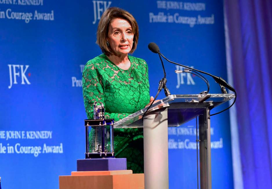 Speaker of the House Nancy Pelosi, D-Calif., speaks after she received the 2019 John F. Kennedy ...