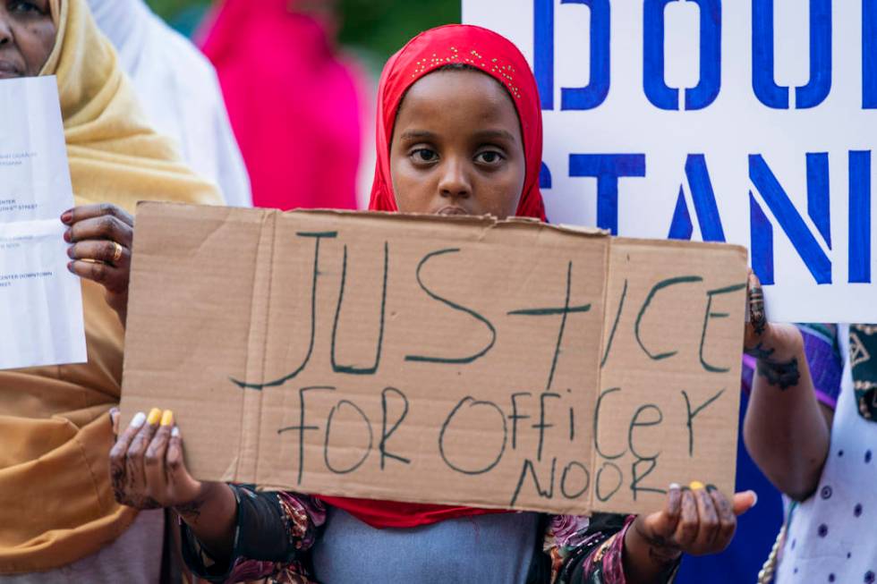 Amal Abdullahi, 11, attends s rally supporting former Minneapolis police officer Mohamed Noor i ...