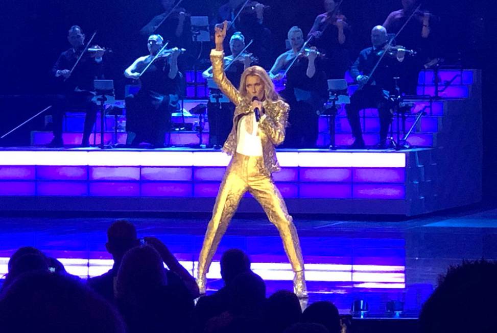 Celine Dion performs in her final show at the Colosseum at Caesars Palace on Saturday, June 8. ...