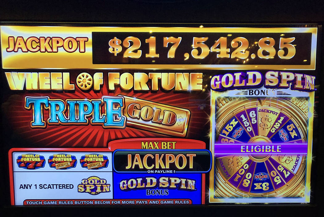 Ronnie Burnett of Midland, Texas, won $217,542.85 on the Wheel of Fortune machine at the Golden ...