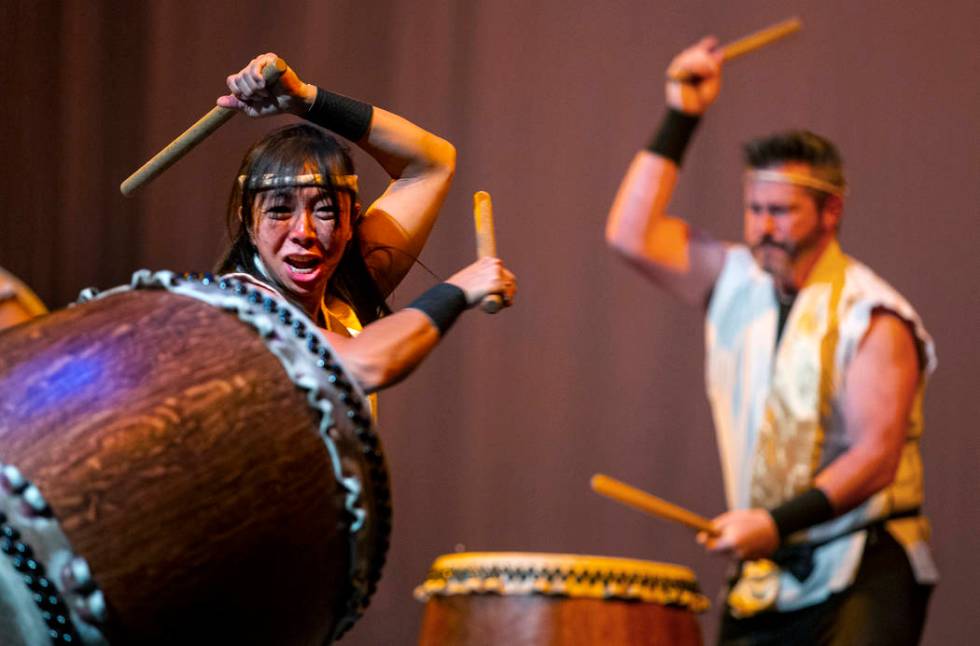 Jen Kong and David Cheetham with Korabo perform the traditional Japanese art form of taiko for ...