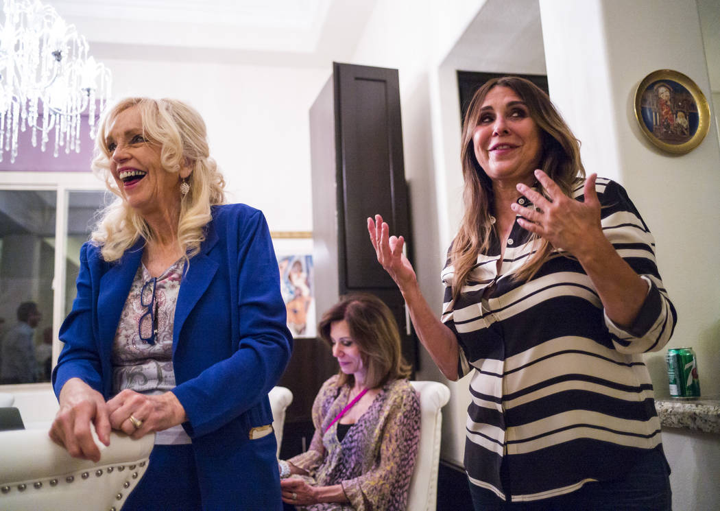 Las Vegas City Council Ward 2 candidate Victoria Seaman, a former Nevada assemblywoman, right, ...