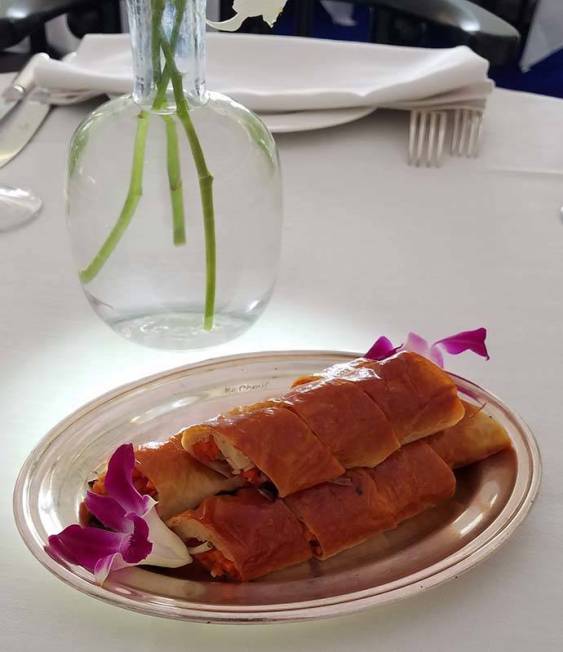 Smoked Bean Curd Roll at Mr. Chow at Caesars Palace. (Heidi Knapp Rinella/Las Vegas Review-Journal)