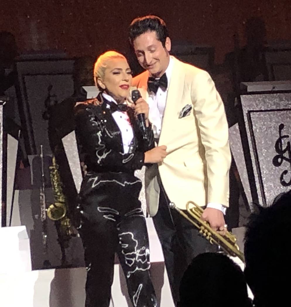 Lady Gaga and Brian Newman perform at Park Theater on Sunday, June 9, 2019. (John Katsilometes/ ...