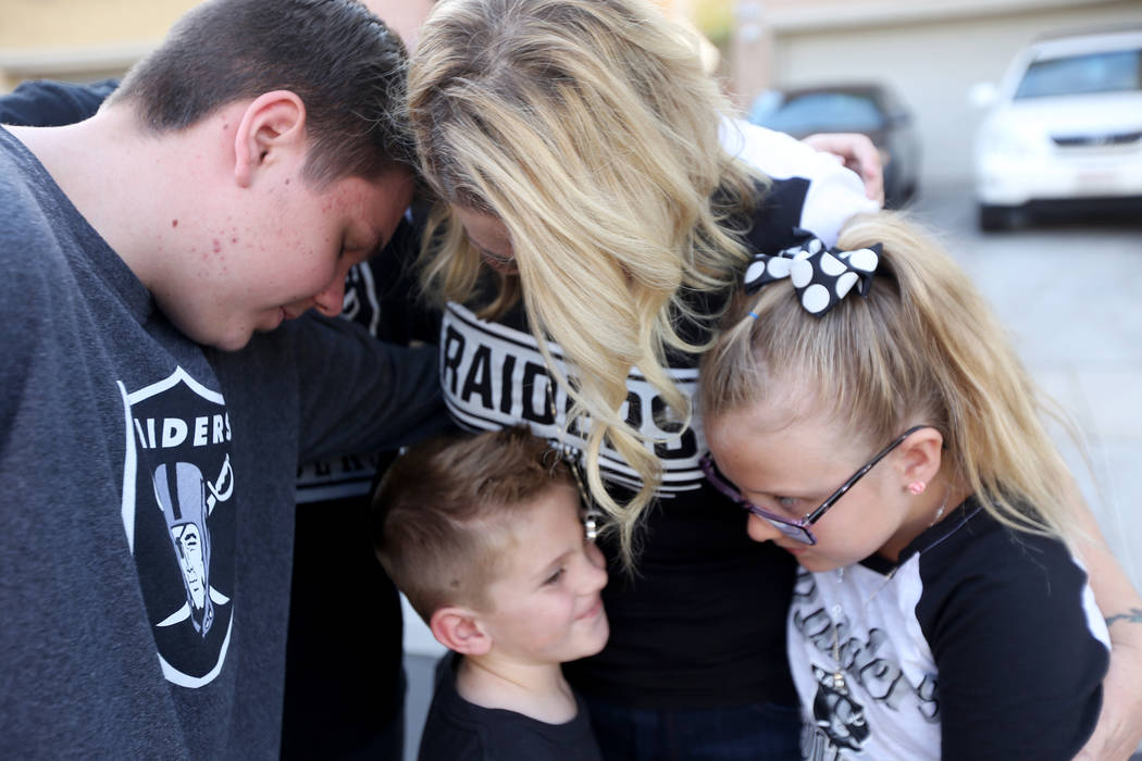 The Tracy family, from left, Colin Tracy, 17, Meredith Tracy, Kannon Tracy, 5, and Callie Tracy ...