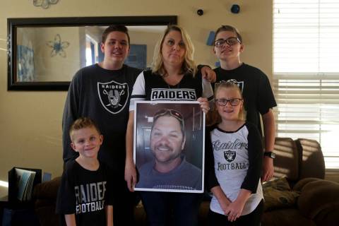 The Tracy family, from left, Colin Tracy, 17, Kannon Tracy, 5, Meredith Tracy, Kevin Tracy, 14, ...
