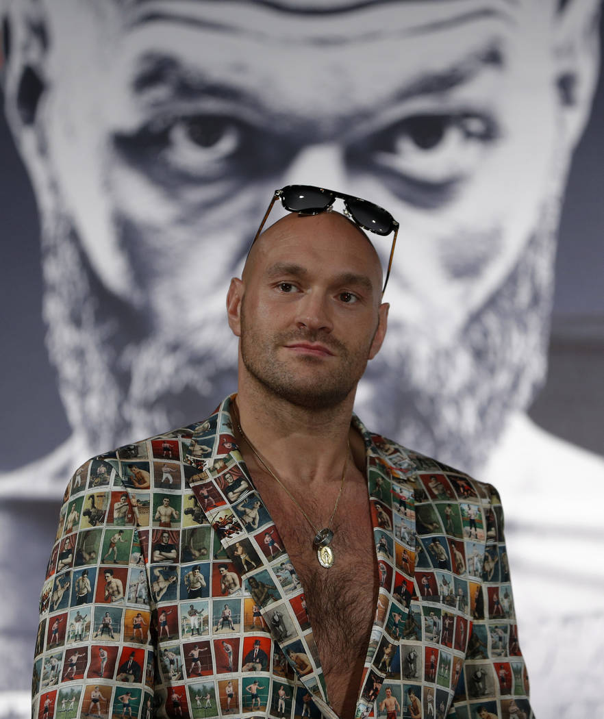 Tyson Fury, of England, attends a news conference, Wednesday, June 12, 2019, in Las Vegas. Fury ...