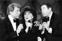 This photo provided by the Las Vegas News Bureau shows Steve Lawrence, left, Edyie Gorme, cente ...