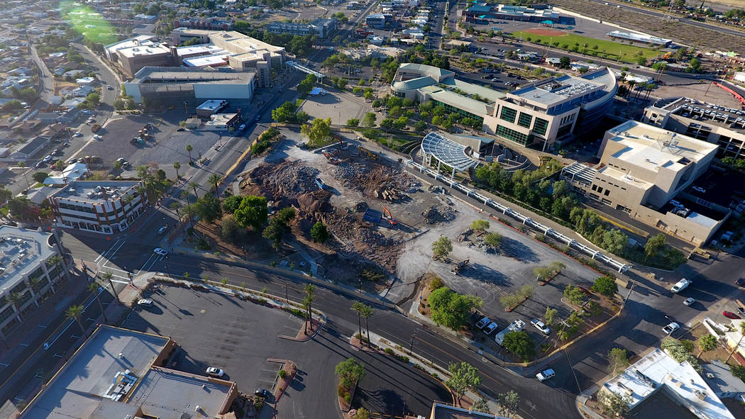 Aerial view of site of the new $25 million Henderson Community Ice Hockey Facility at the corne ...