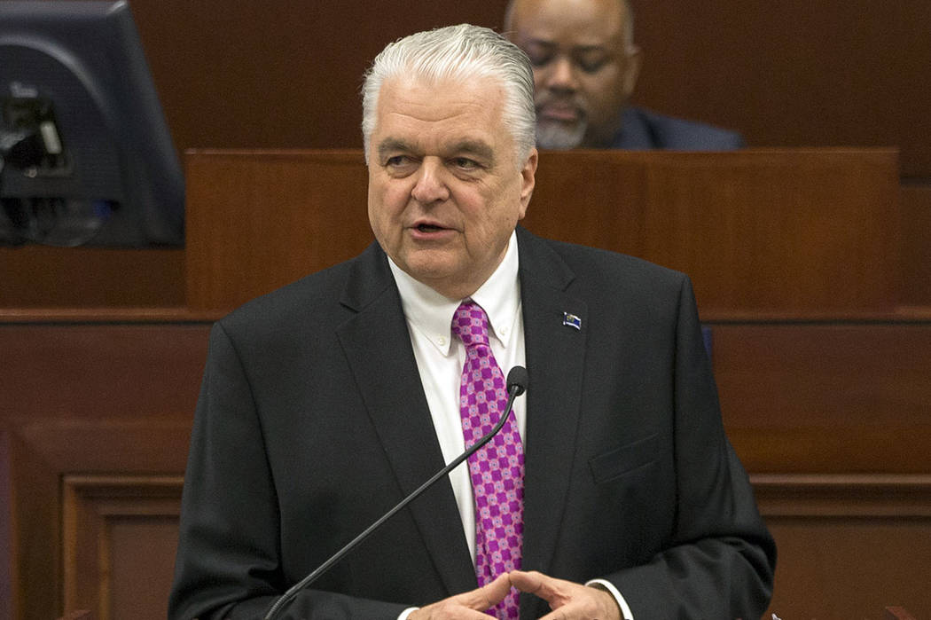 Nevada Gov. Steve Sisolak delivers his first State of the State address from the Assembly Chamb ...