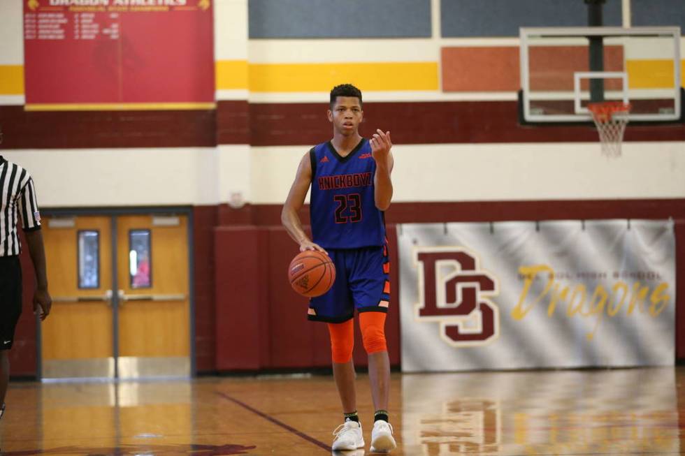 Las Vegas Knicks guard Nick Blake (23) gestures to his teammate during his basketball game at D ...