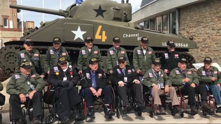 World War II veterans, including Las Vegas local Onofrio "No-No" Zicari (third from left) at Th ...