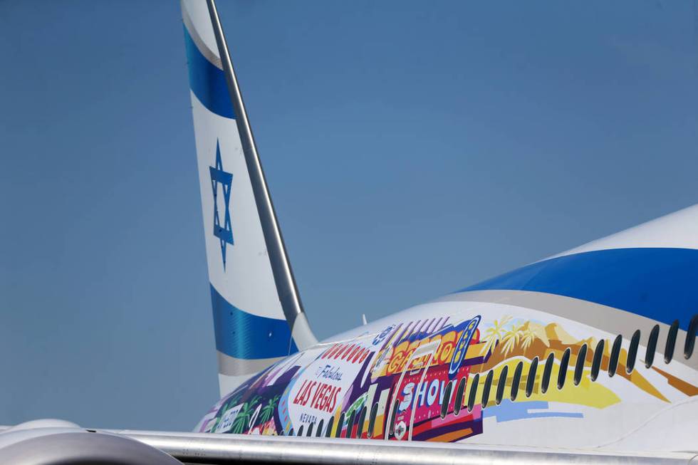 An El Al Israel Airlines flight makes their first flight landing from Tel Aviv, Israel to McCar ...