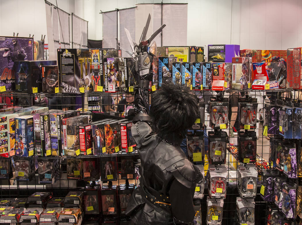 Caleb Cook shops for memorabilia in an outfit inspired by " Edward Scissorhands " dur ...