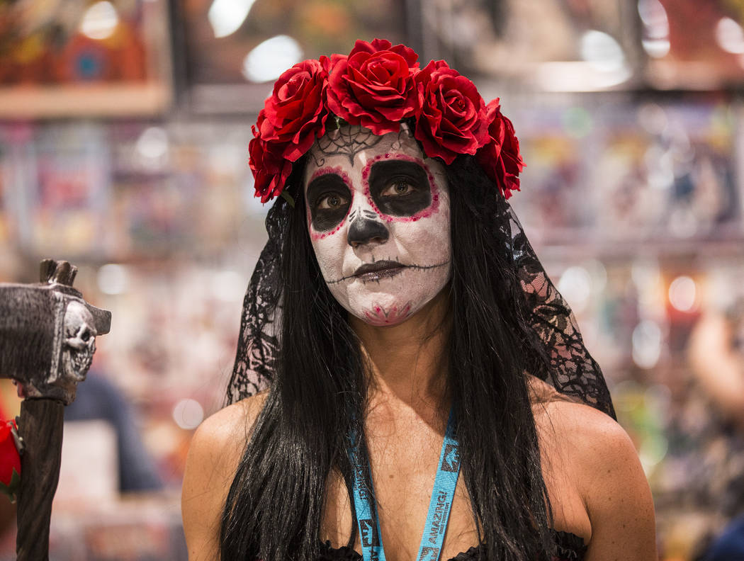 Maryann Garrison, dressed in a Santa Muerte-inspired outfit, at the Amazing Las Vegas Comic Con ...