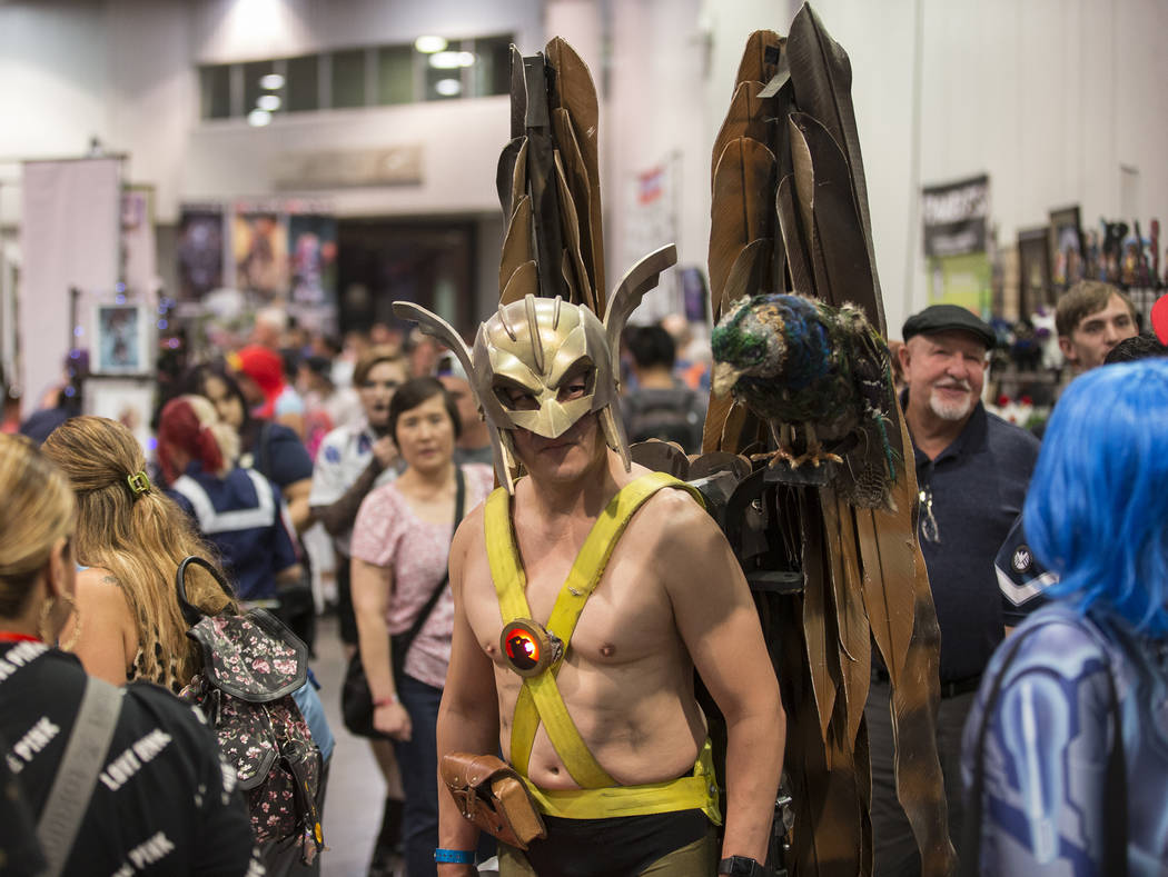 Andy Holt, dressed as Hawkman from DC Comics, walks the North Halls during the Amazing Las Vega ...