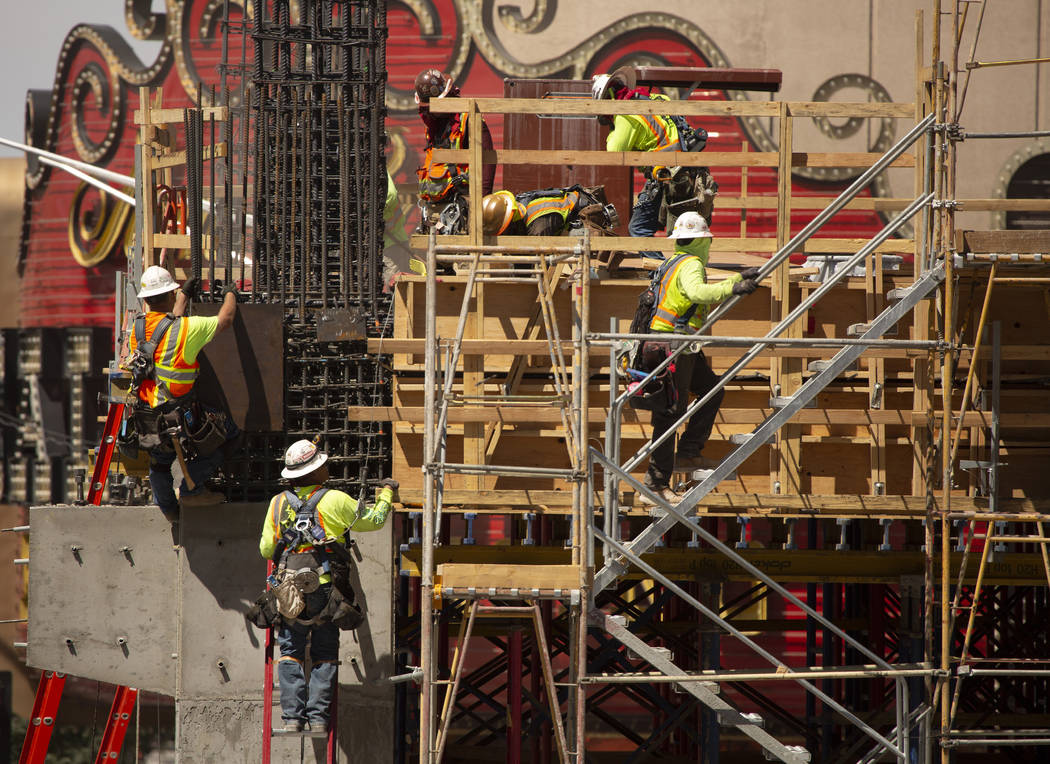 Construction continues on Circa Resort and Casino on Fremont Street in Las Vegas, Monday, June ...