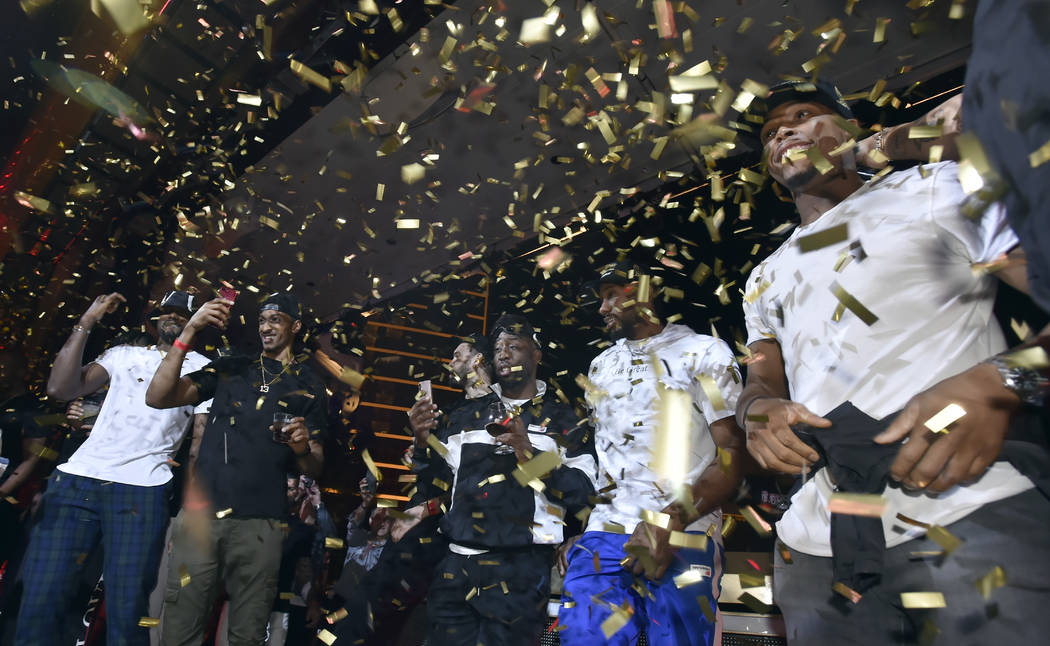 LAS VEGAS, NEVADA - JUNE 14: The Toronto Raptors celebrate their NBA championship at XS Nightcl ...