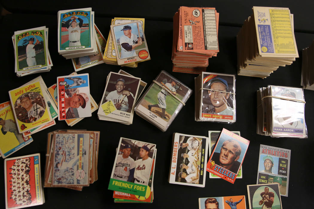 Valuable sport cards, purchased by Brian Marcy, owner of Scottsdale Baseball Cards, are display ...