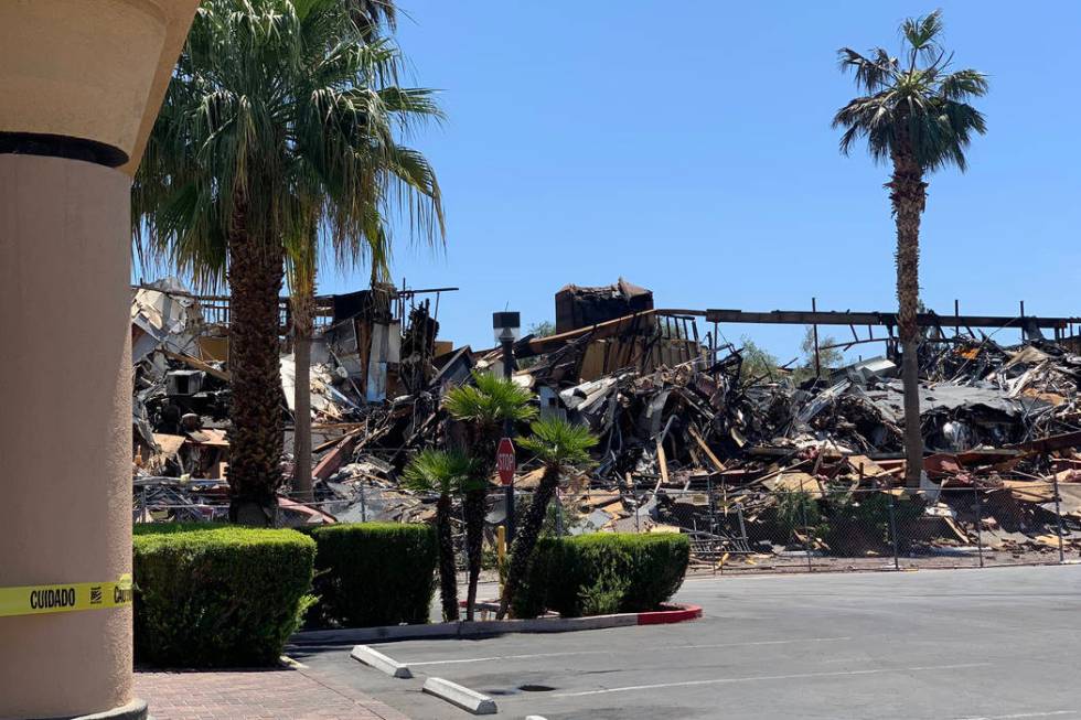 The scene of a June 17 fire at 3900 Paradise Road is seen on June 18, 2019. Clark County Fire D ...