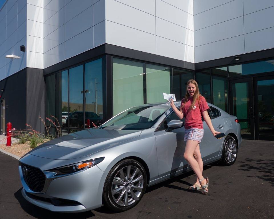 Green Valley High School student Molly Martin is seen with her 2019 Mazda3 purchased from Findl ...