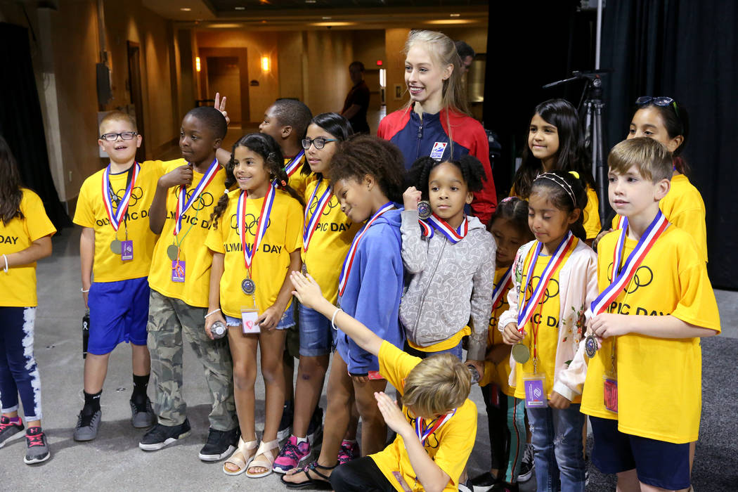 Olympic athlete Bradie Tennell of U.S. Figure Skating poses with members of Ralph & Be ...