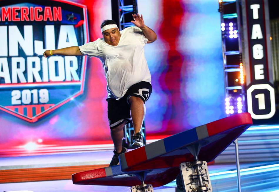 Adrian Hernandez of Hot 97.5 attempts the first obstacle from stage one during demonstrations b ...