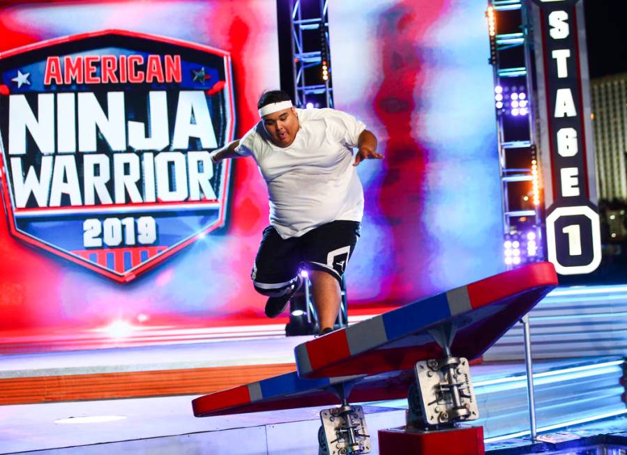 Adrian Hernandez of Hot 97.5 attempts the first obstacle from stage one during demonstrations b ...