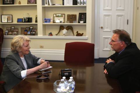Ande Engleman interviews Mike Willden, then-Gov. Brian Sandoval's chief of staff, at the Capito ...