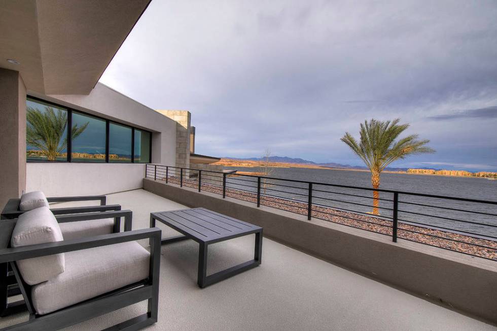 The balcony has a view of Lake Las Vegas. (Synergy/Sotheby’s International Realty)