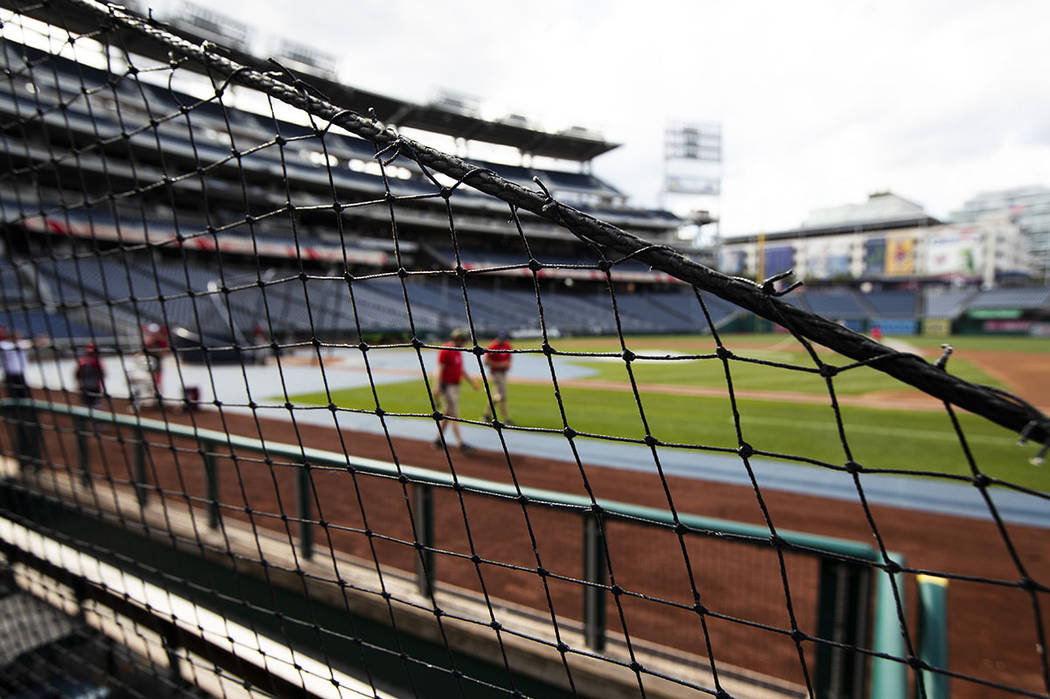 Safety nettings are seen at Nationals Park in Washington, Thursday, June 20, 2019. The National ...