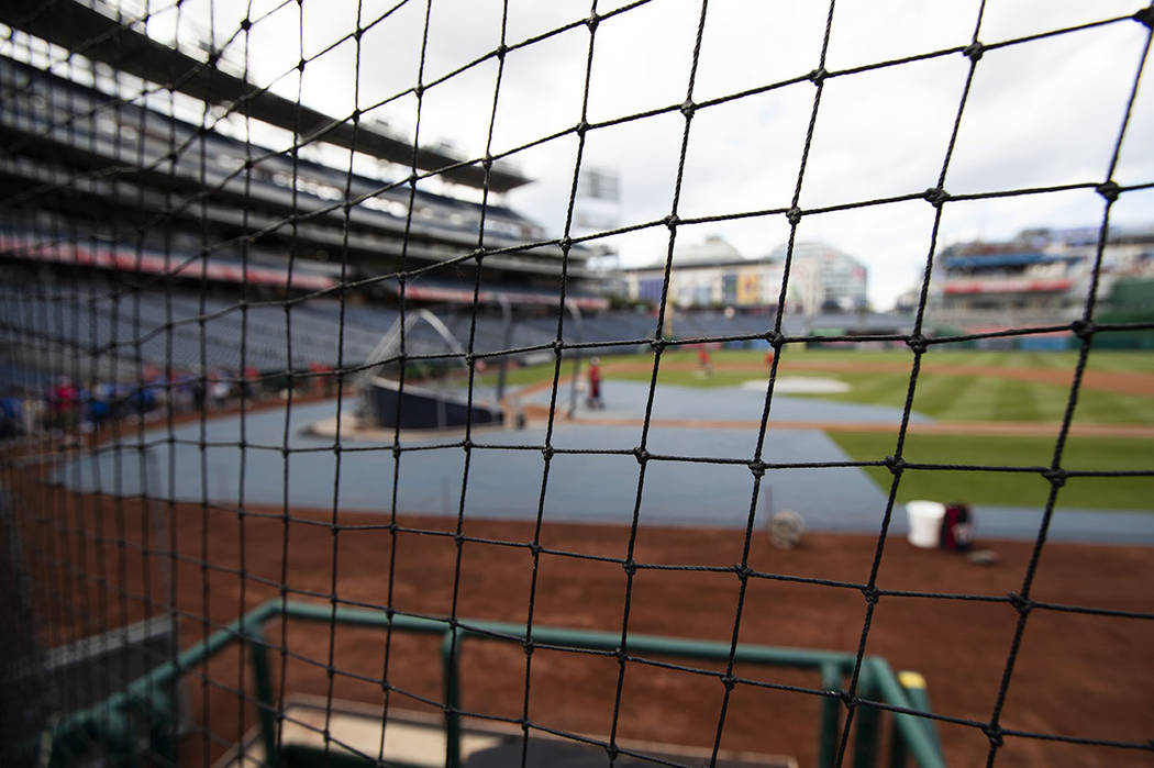 Safety nettings are seen at Nationals Park in Washington, Thursday, June 20, 2019. The National ...