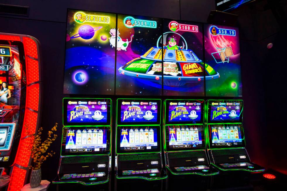 TwinStar Ultra slot cabinets at the Scientific Games showroom in Las Vegas on Wednesday, May 15 ...