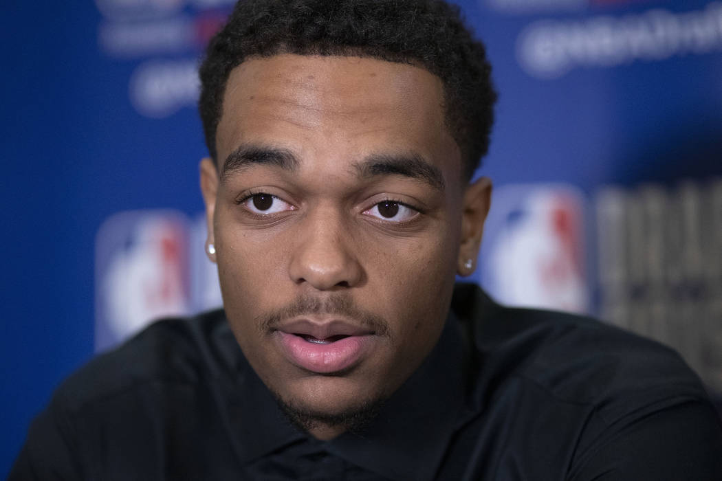 P.J. Washington, a sophomore basketball player from Kentucky, attends the NBA Draft media avail ...
