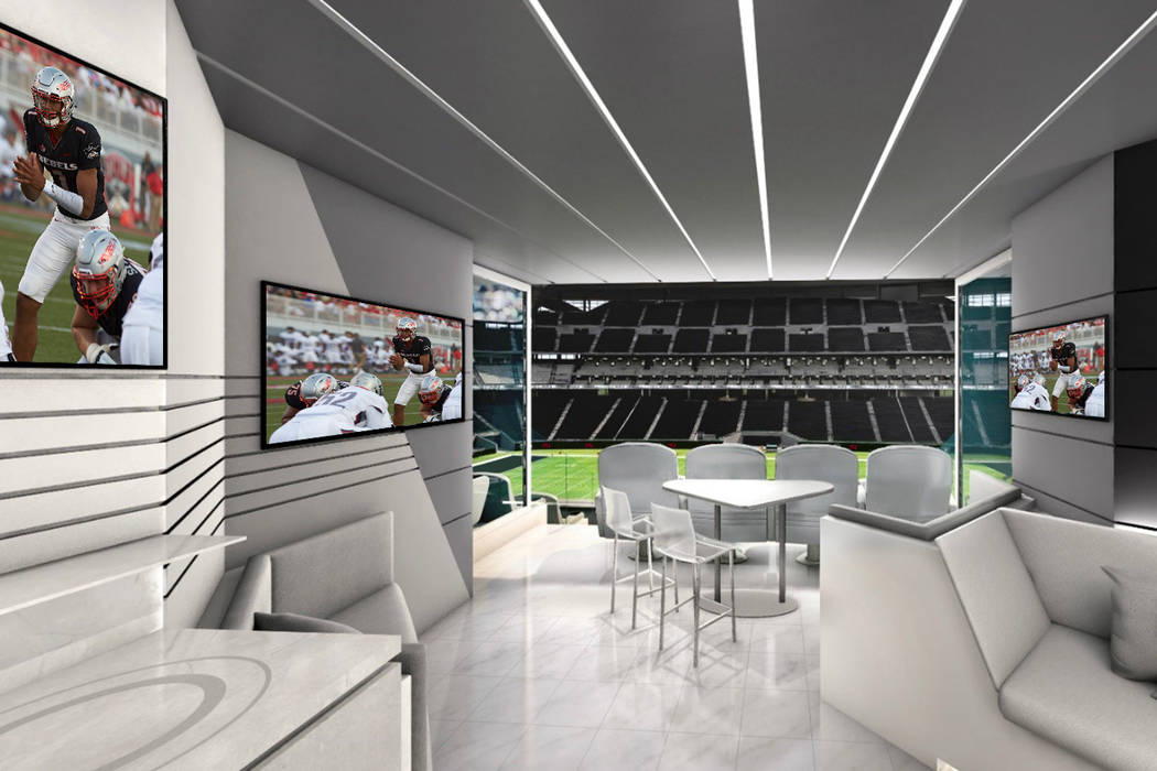 This is a rendering of a suite for UNLV football games at Raiders stadium. Photo by UNLV