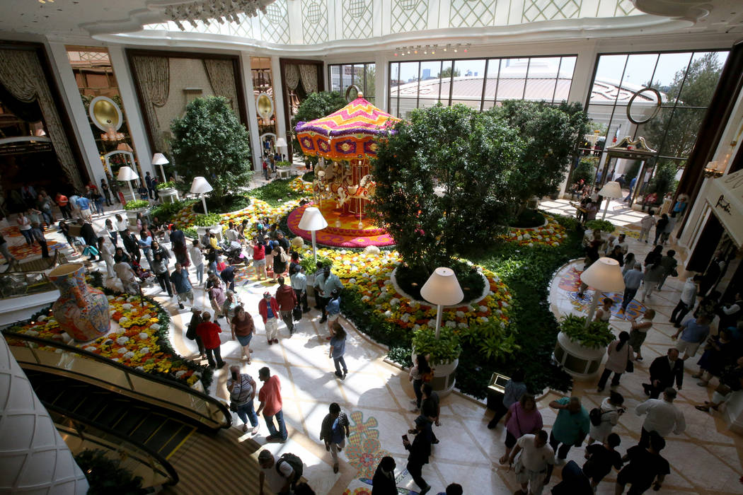 Guests check out the Garden Lobby during the opening of the $2.6 billion Encore Boston Harbor i ...