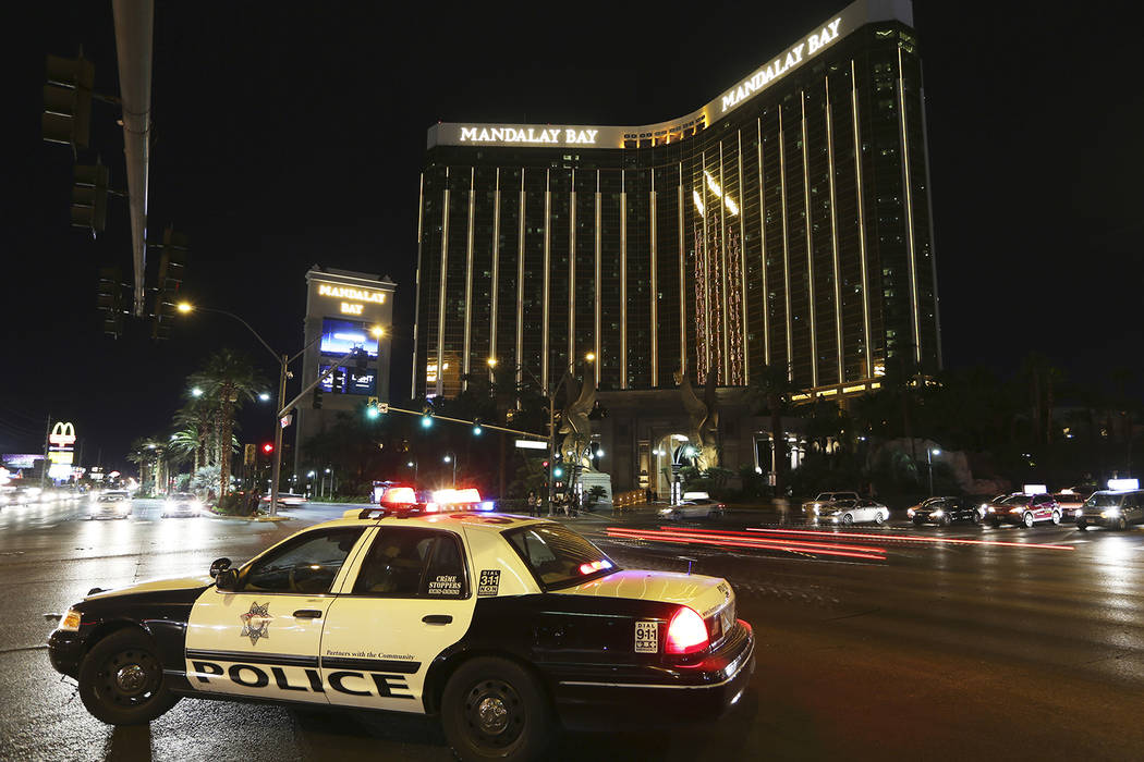 Mandalay Bay is seen Oct. 1, 2018, the 1-year anniversary of the Las Vegas shooting. (Erik Verd ...