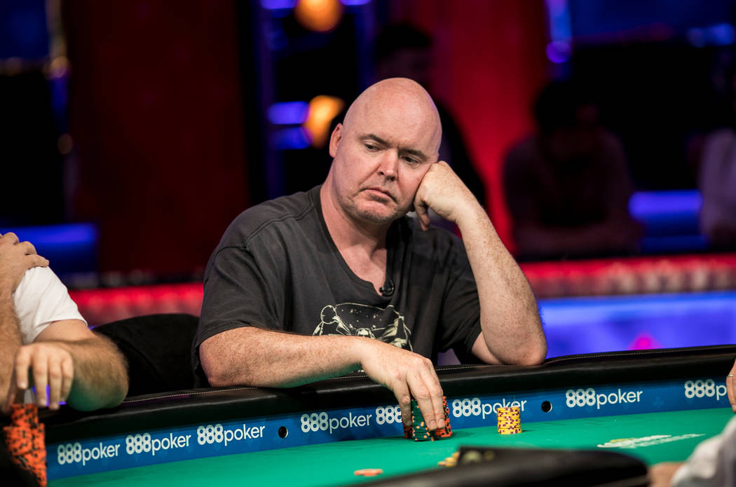 John Hennigan plays in the $10,000 buy-in Seven Card Stud event Wednesday, June 19, 2019, at th ...