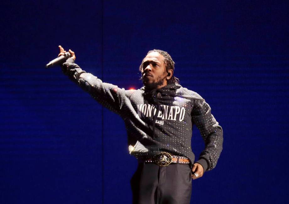 Kendrick Lamar performs at the Brit Awards 2018 in London, Wednesday, Feb. 21, 2018. (Joel C Ry ...