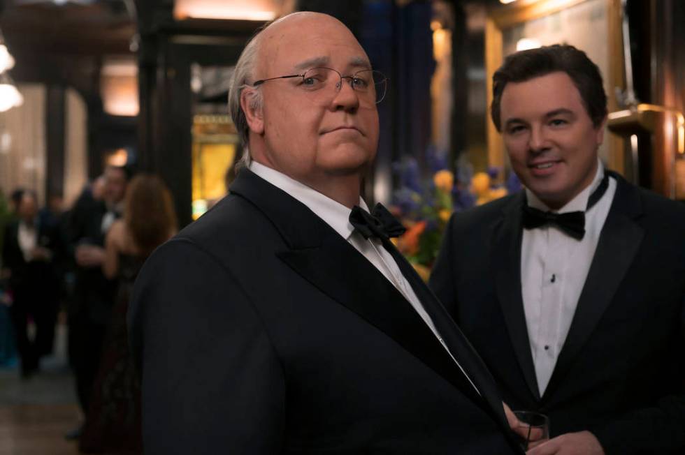 (L-R): Russell Crowe as Roger Ailes and Seth MacFarlane as Brian Lewis in THE LOUDEST VOICE, "2 ...