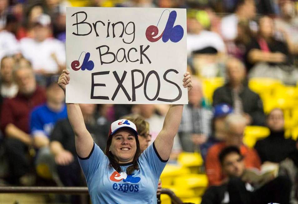 FILE - In this April 3, 2015, file photo, a fan holds up a sign during a pregame ceremony as th ...
