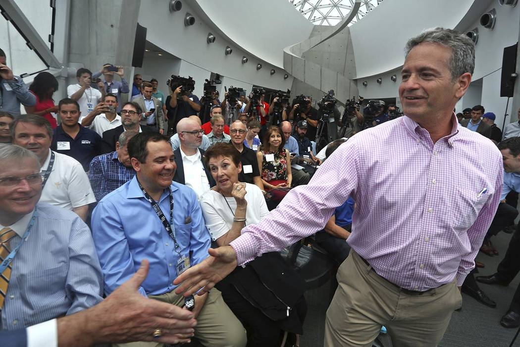 Tampa Bay Rays Principal Owner Stuart Sternberg greets people before a press conference at the ...