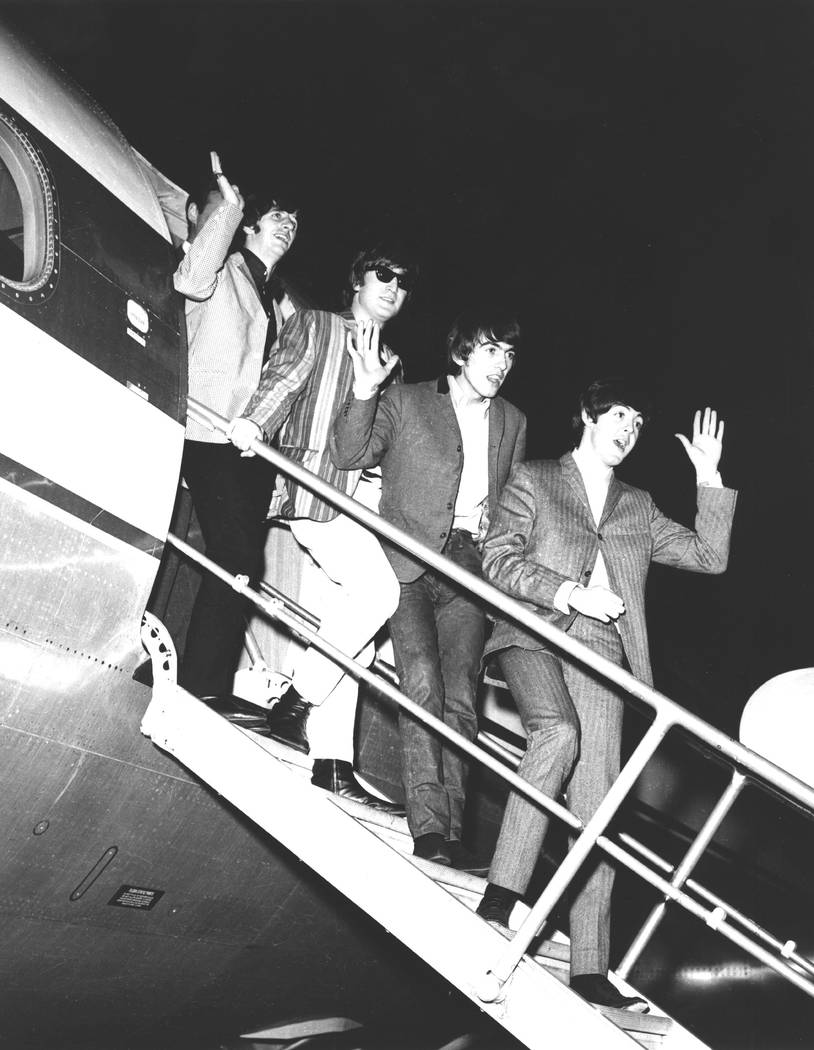 The Beatles arrive at McCarran Airport in Las Vegas, Aug. 19, 1964. The stayed at the Sahara an ...
