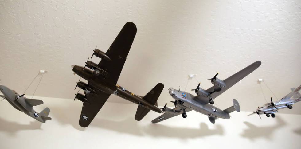 Model warplanes that U. S. Army Air Corps and the U.S. Air Force pilot James Parker flew during ...